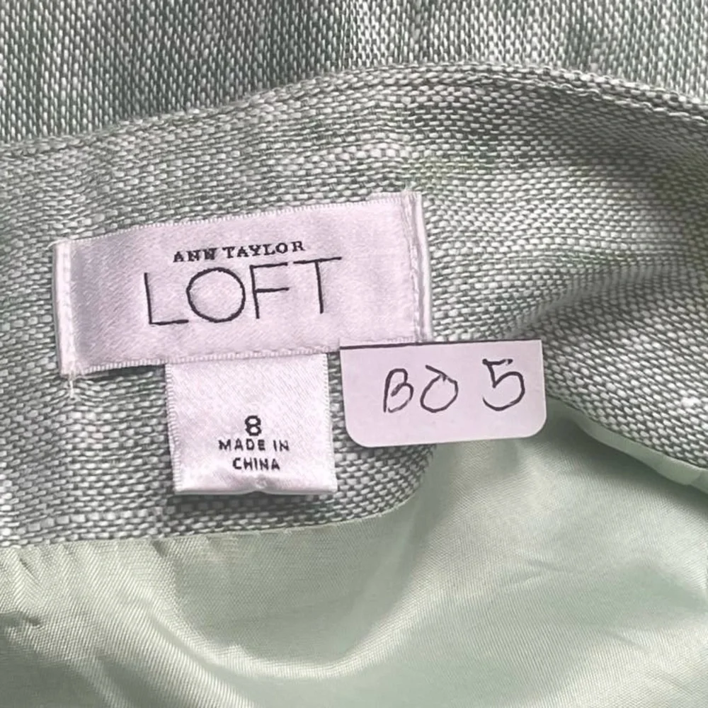 Loft‎ Ann Taylor Women’s Skirt  Green A Line Pleated 100% Linen Lined Sz 8